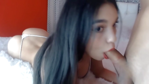 Blowjob From My Stepsister In Thong Before Going To Shower What A Delicious Blowjob She Gives Me The
