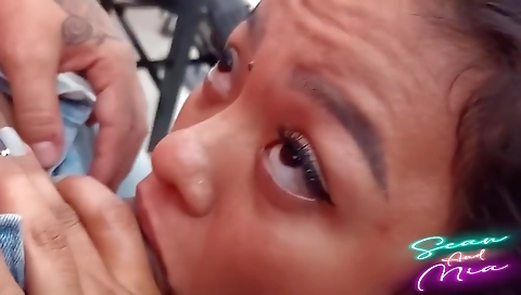 My Stepsister Visits Me At Work And Eats My Cock