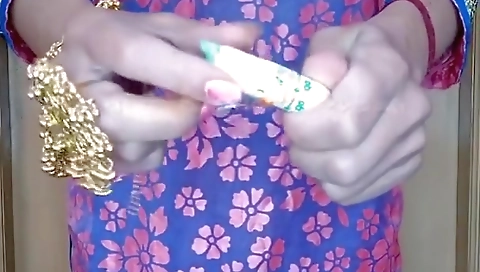 Indian Bhabhi Masturbating With Tampon Before Insertion When Family Period Fetish