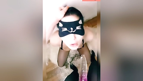 Nasty Brunette Sucks Sloppy & Drowns / Lesbian Strapon / Hardcore Blowjob With Julyluane