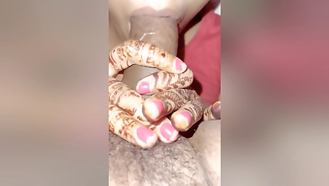 Desi Bhabhi Giving Blowjob Devar With Hand Mehandi Karwa Chauth Special